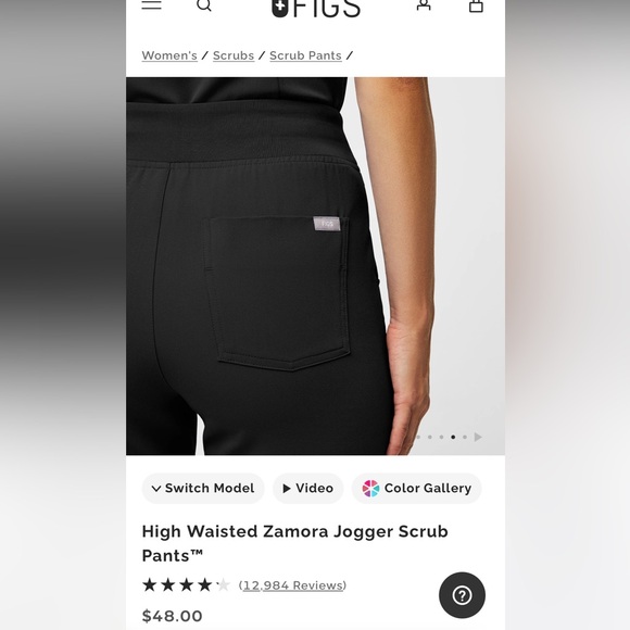 High Waisted Zamora Jogger Scrub Pants in Black size medium petite - Picture 3 of 6